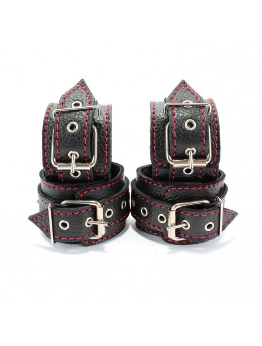 Черный бондажный набор с красной строчкой - БДСМ Арсенал - купить с доставкой в Красногорске