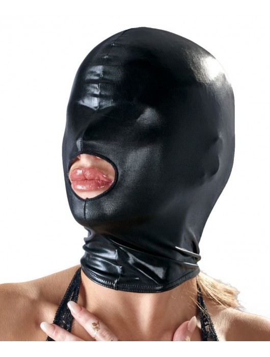 Черная эластичная маска на голову с отверстием для рта - Orion - купить с доставкой в Красногорске