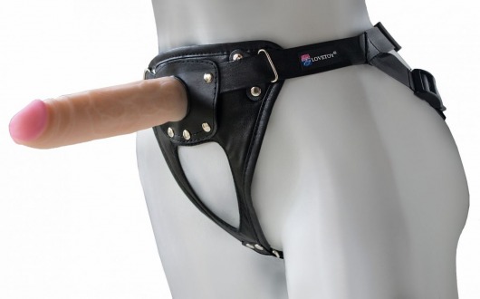 Черный пояс-трусики с насадкой  Soft-Принц  - 17 см. - LOVETOY (А-Полимер) - купить с доставкой в Красногорске