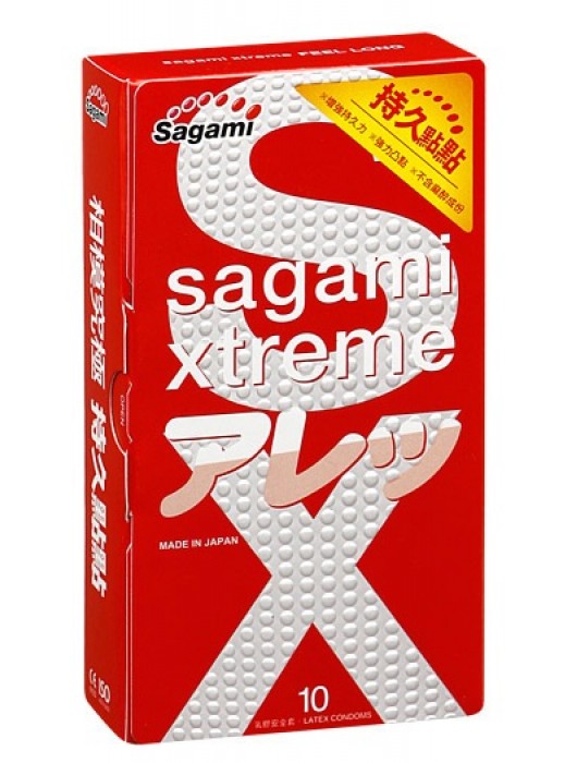 Утолщенные презервативы Sagami Xtreme Feel Long с точками - 10 шт. - Sagami - купить с доставкой в Красногорске