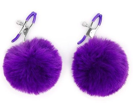 Зажимы для сосков с фиолетовым пушком - Notabu - купить с доставкой в Красногорске