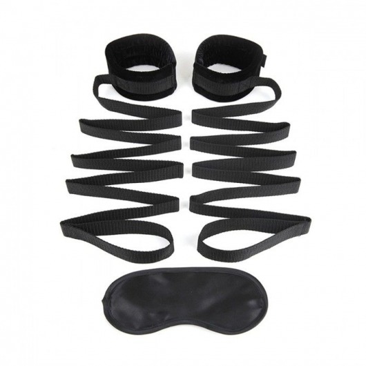 Чёрные манжеты для фиксации на кровати Bondage Bed Strap - Lux Fetish - купить с доставкой в Красногорске