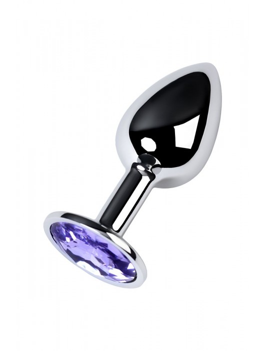 Серебристая конусовидная анальная пробка с фиолетовым кристаллом - 7 см. - ToyFa - купить с доставкой в Красногорске