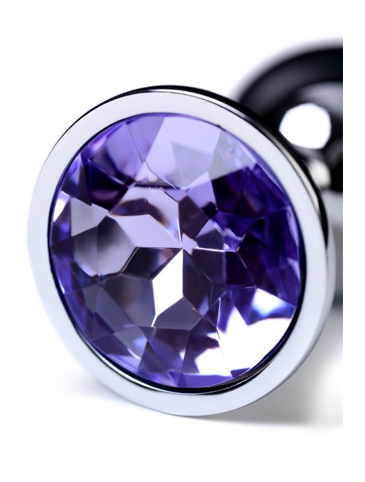 Серебристая конусовидная анальная пробка с фиолетовым кристаллом - 7 см. - ToyFa - купить с доставкой в Красногорске