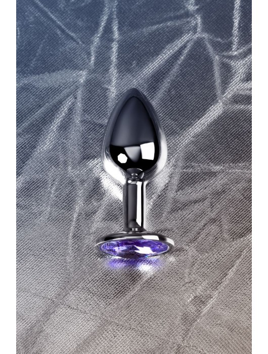 Серебристая конусовидная анальная пробка с фиолетовым кристаллом - 7 см. - ToyFa - купить с доставкой в Красногорске
