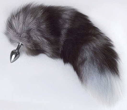 Серебристая анальная пробка с пушистым хвостом - Sitabella - купить с доставкой в Красногорске