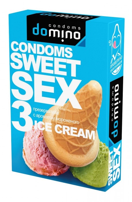 Презервативы для орального секса DOMINO Sweet Sex с ароматом мороженого - 3 шт. - Domino - купить с доставкой в Красногорске