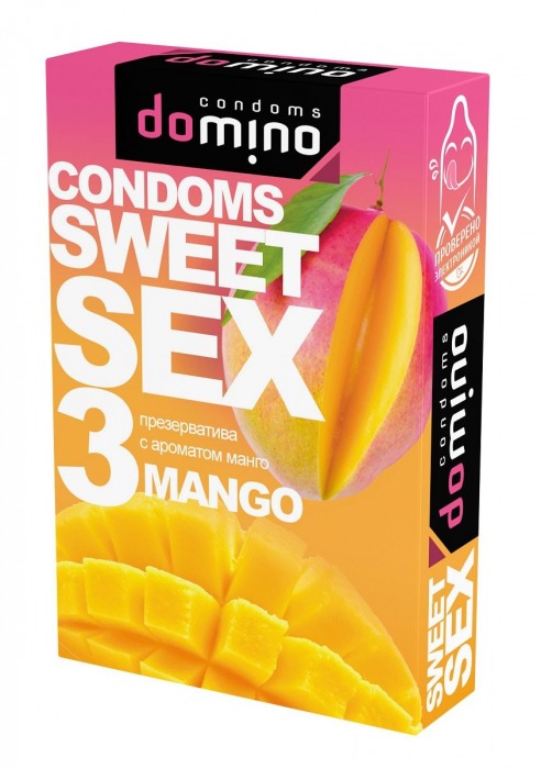 Презервативы для орального секса DOMINO Sweet Sex с ароматом манго - 3 шт. - Domino - купить с доставкой в Красногорске