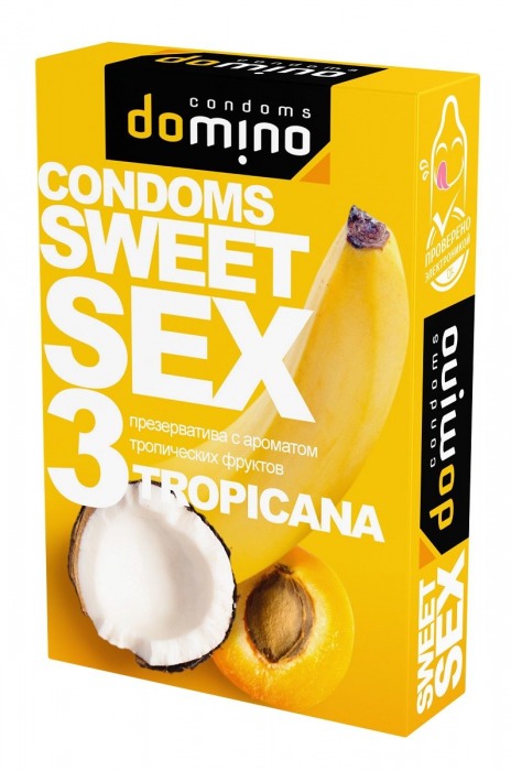 Презервативы для орального секса DOMINO Sweet Sex с ароматом тропических фруктов - 3 шт. - Domino - купить с доставкой в Красногорске