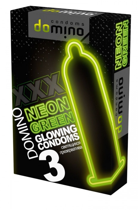 Презервативы DOMINO Neon Green со светящимся в темноте кончиком - 3 шт. - Domino - купить с доставкой в Красногорске