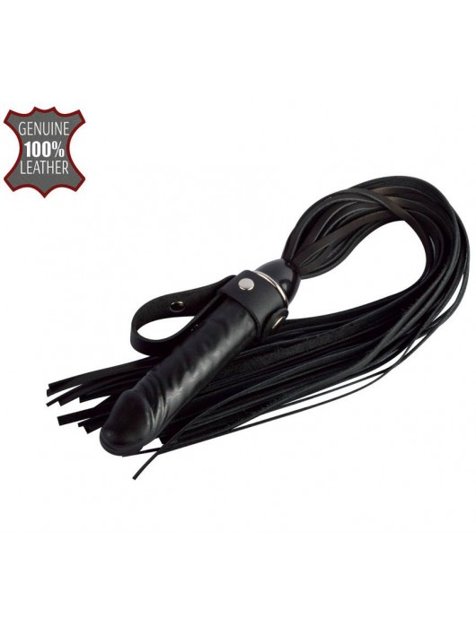 Черная плеть  Ковбой  с ручкой-фаллосом - 55 см. - Sitabella - купить с доставкой в Красногорске