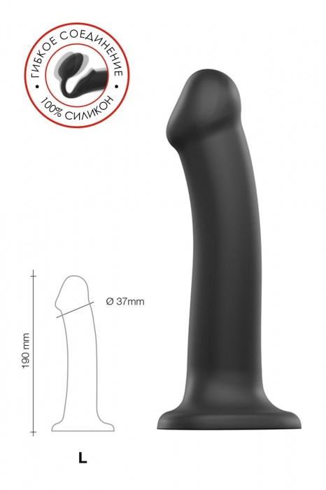 Черный фаллос на присоске Silicone Bendable Dildo L - 19 см. - Strap-on-me - купить с доставкой в Красногорске