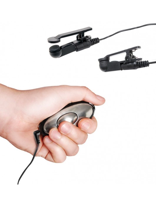 Черные электрические зажимы для сосков Shock Therapy Nipple Clamps - Pipedream - купить с доставкой в Красногорске