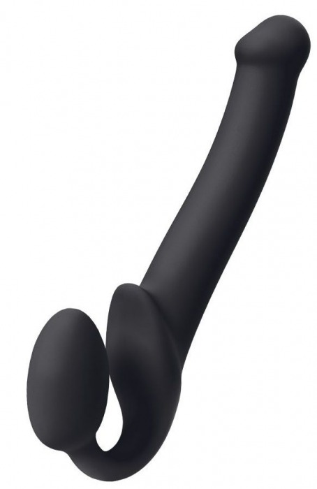 Черный безремневой страпон Silicone Bendable Strap-On M - Strap-on-me - купить с доставкой в Красногорске