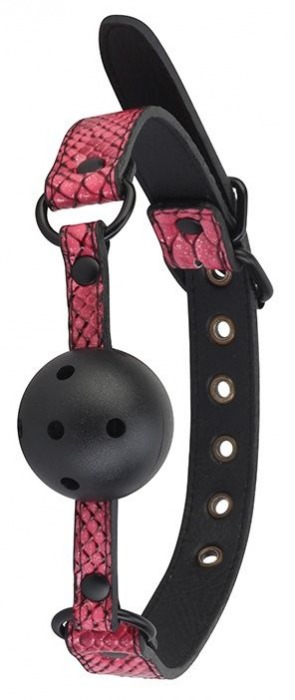 Черно-розовый кляп-шарик с отверстиями BALL GAG - Dream Toys - купить с доставкой в Красногорске