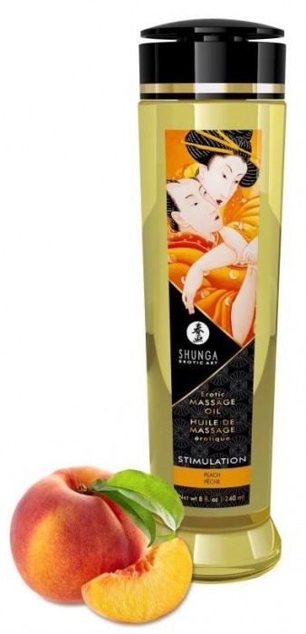 Массажное масло для тела с ароматом персика Stimulation - 240 мл. - Shunga - купить с доставкой в Красногорске