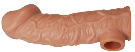 Телесная насадка на фаллос с отверстием для мошонки EXTREME SLEEVE - 17,6 см. - KOKOS - в Красногорске купить с доставкой