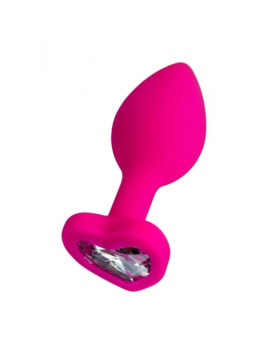 Розовая анальная втулка Diamond Heart с прозрачным кристаллом - 7 см. - ToyFa - купить с доставкой в Красногорске