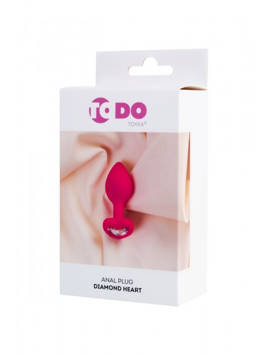 Розовая анальная втулка Diamond Heart с прозрачным кристаллом - 7 см. - ToyFa - купить с доставкой в Красногорске