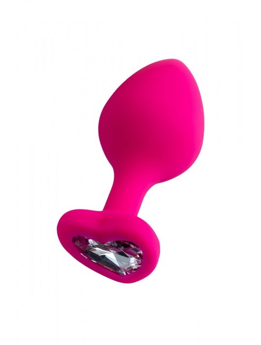 Розовая анальная втулка Diamond Heart с прозрачным кристаллом - 8 см. - ToyFa - купить с доставкой в Красногорске