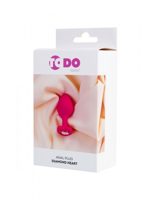Розовая анальная втулка Diamond Heart с прозрачным кристаллом - 8 см. - ToyFa - купить с доставкой в Красногорске