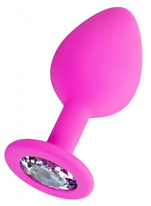 Розовая анальная втулка Brilliant с прозрачным кристаллом - 7 см. - ToyFa - купить с доставкой в Красногорске