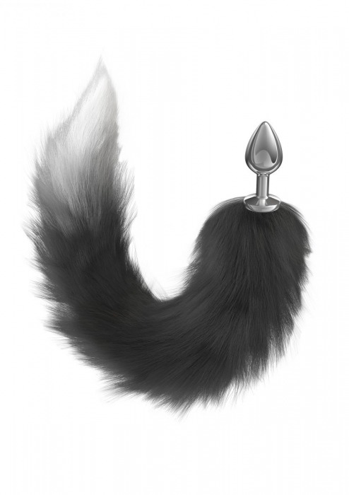 Серебристая анальная пробка с черным хвостом Galaxy - Lola Games - купить с доставкой в Красногорске