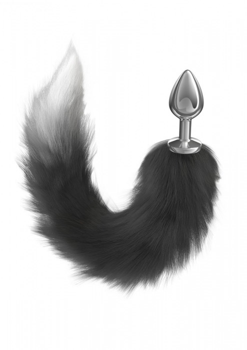 Серебристая анальная пробка с черным хвостом Starlit - Lola Games - купить с доставкой в Красногорске