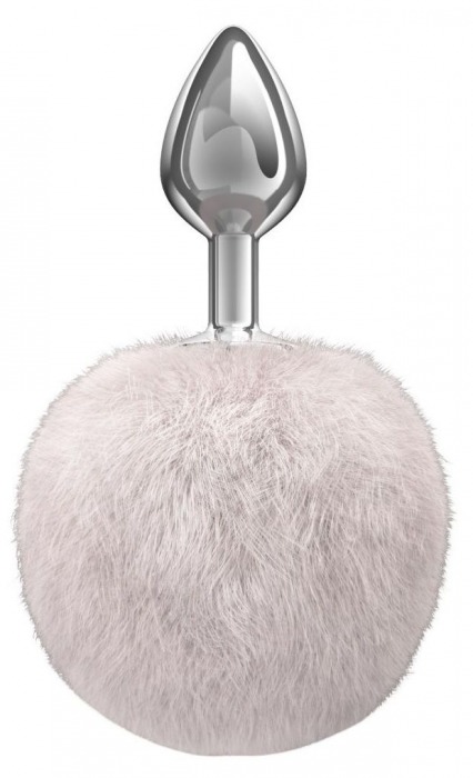 Серебристая анальная пробка с белым пушистым хвостиком Twinkle - Lola Games - купить с доставкой в Красногорске