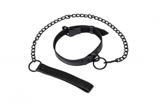 Черный ошейник Sin с поводком - Lola Games - купить с доставкой в Красногорске