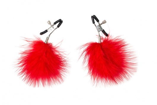 Зажимы на соски с красным пухом Euphoric - Lola Games - купить с доставкой в Красногорске