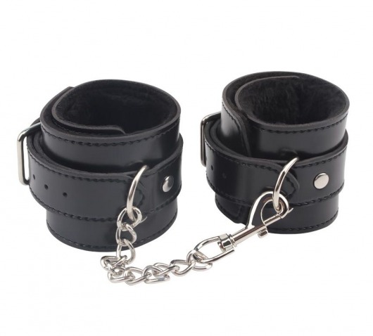 Черные оковы на ноги Obey Me Leather Ankle Cuffs - Chisa - купить с доставкой в Красногорске