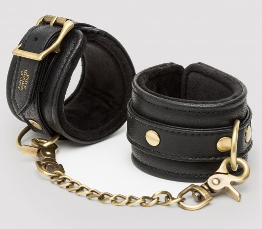 Черные наручники Bound to You Faux Leather Wrist Cuffs - Fifty Shades of Grey - купить с доставкой в Красногорске