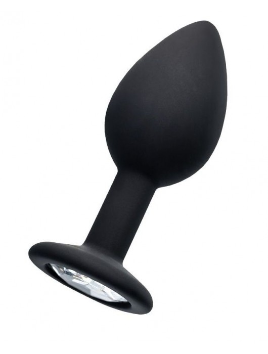 Черная анальная втулка с прозрачным стразом - 7,2 см. - POPO Pleasure - купить с доставкой в Красногорске