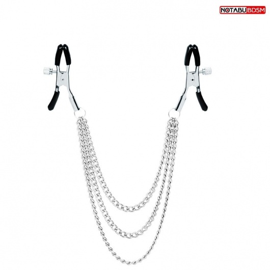 Оригинальные зажимы на соски с тройной цепочкой - Notabu - купить с доставкой в Красногорске