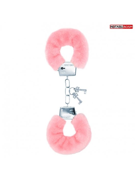 Металлические наручники с мягкой нежно-розовой опушкой - Notabu - купить с доставкой в Красногорске