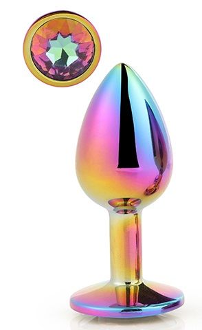 Голографическая анальная втулка с радужным кристаллом - 7,1 см. - Dream Toys - купить с доставкой в Красногорске