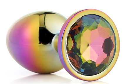 Голографическая анальная втулка с радужным кристаллом - 7,1 см. - Dream Toys - купить с доставкой в Красногорске