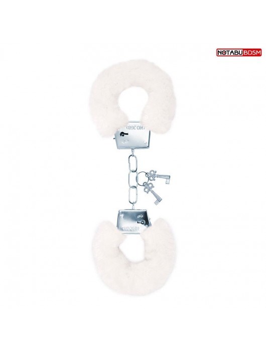 Белые меховые наручники на сцепке с ключиками - Notabu - купить с доставкой в Красногорске