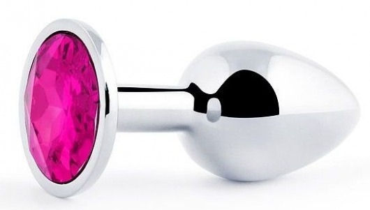 Серебристая анальная пробка с малиновым кристаллом - 7,2 см. - Anal Jewelry Plug - купить с доставкой в Красногорске