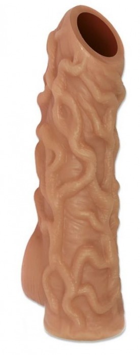 Телесная насадка с венками и открытой головкой Nude Sleeve L - 14 см. - KOKOS - в Красногорске купить с доставкой