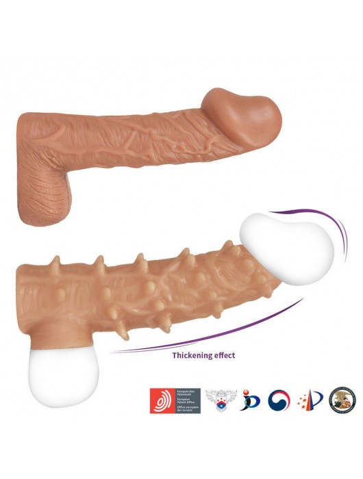 Телесная насадка с шипами и открытой головкой Nude Sleeve L - 14 см. - KOKOS - в Красногорске купить с доставкой