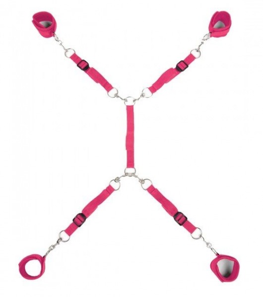 Ярко-розовый набор фиксаций на кровати Classic Bed Spreader - Lux Fetish - купить с доставкой в Красногорске