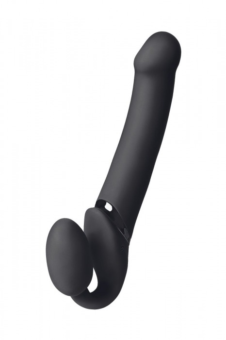 Черный безремневой вибрострапон Vibrating Bendable Strap-On L - Strap-on-me - купить с доставкой в Красногорске