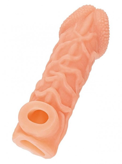 Телесная закрытая насадка с венками Cock Sleeve Size L - 17,6 см. - KOKOS - в Красногорске купить с доставкой