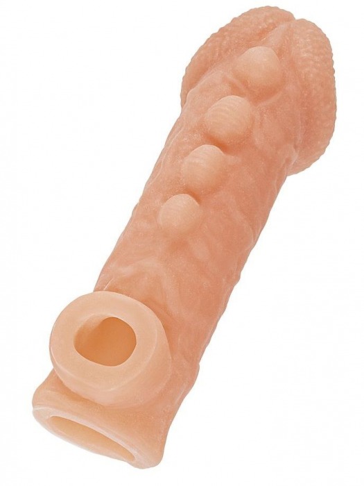 Телесная закрытая насадка с шишечками Cock Sleeve Size M - 15,6 см. - KOKOS - в Красногорске купить с доставкой