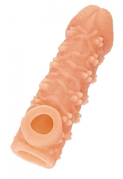 Телесная закрытая насадка с пучками шишечек Cock Sleeve Size L - 17,6 см. - KOKOS - в Красногорске купить с доставкой
