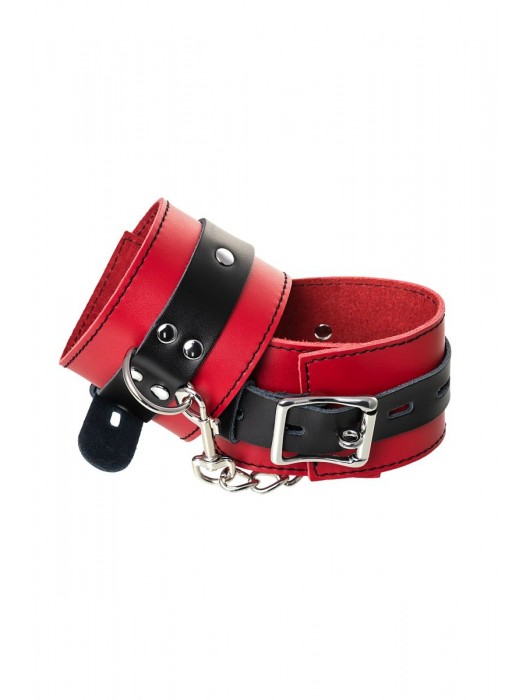 Красно-черные оковы на ноги из кожи - ToyFa - купить с доставкой в Красногорске