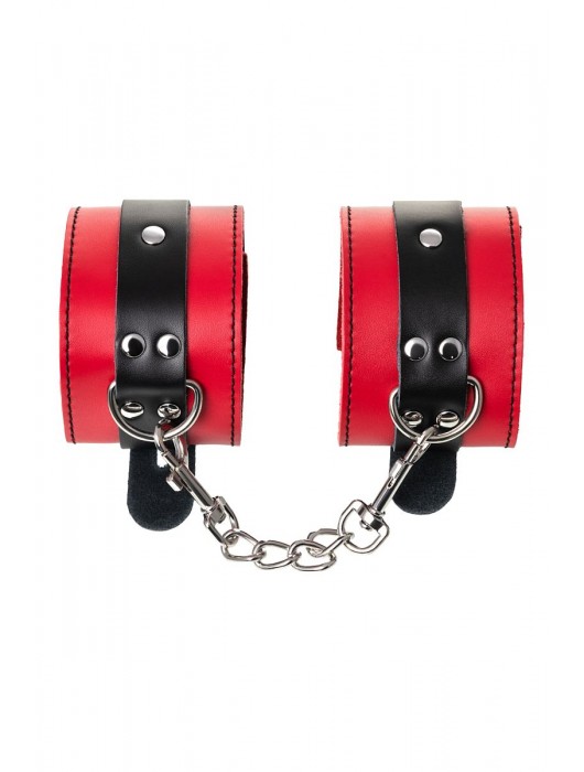 Красно-черные оковы на ноги из кожи - ToyFa - купить с доставкой в Красногорске