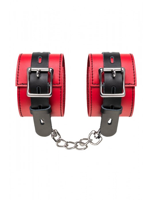 Красно-черные оковы на ноги из кожи - ToyFa - купить с доставкой в Красногорске